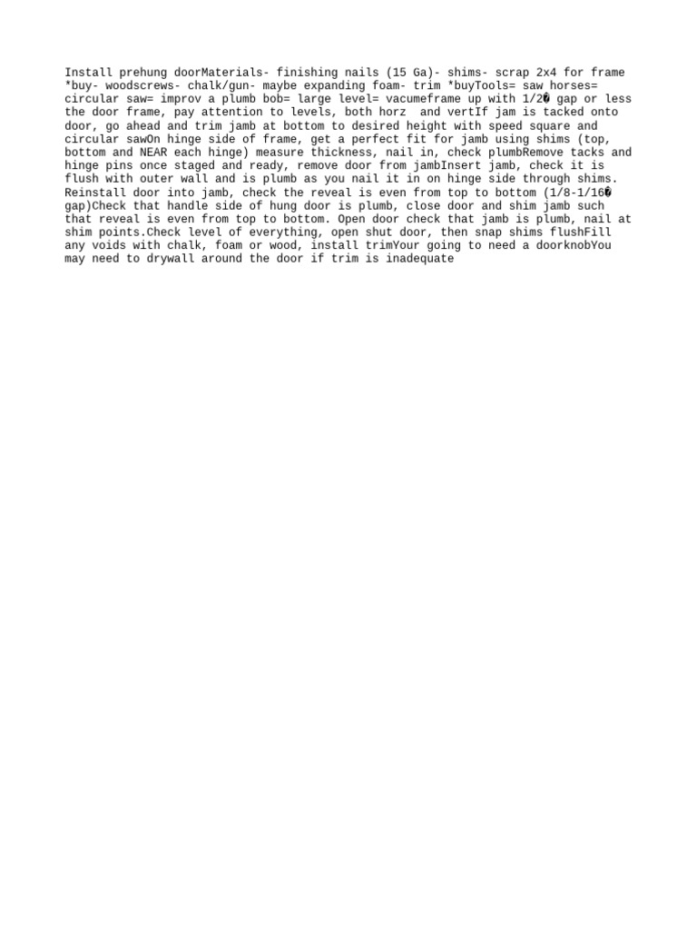 Install Prehung Door | PDF