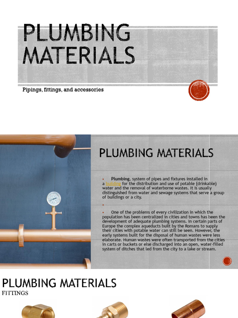 Plumbing Materials Overview | PDF | Pipe (Fluid Conveyance) | Plumbing