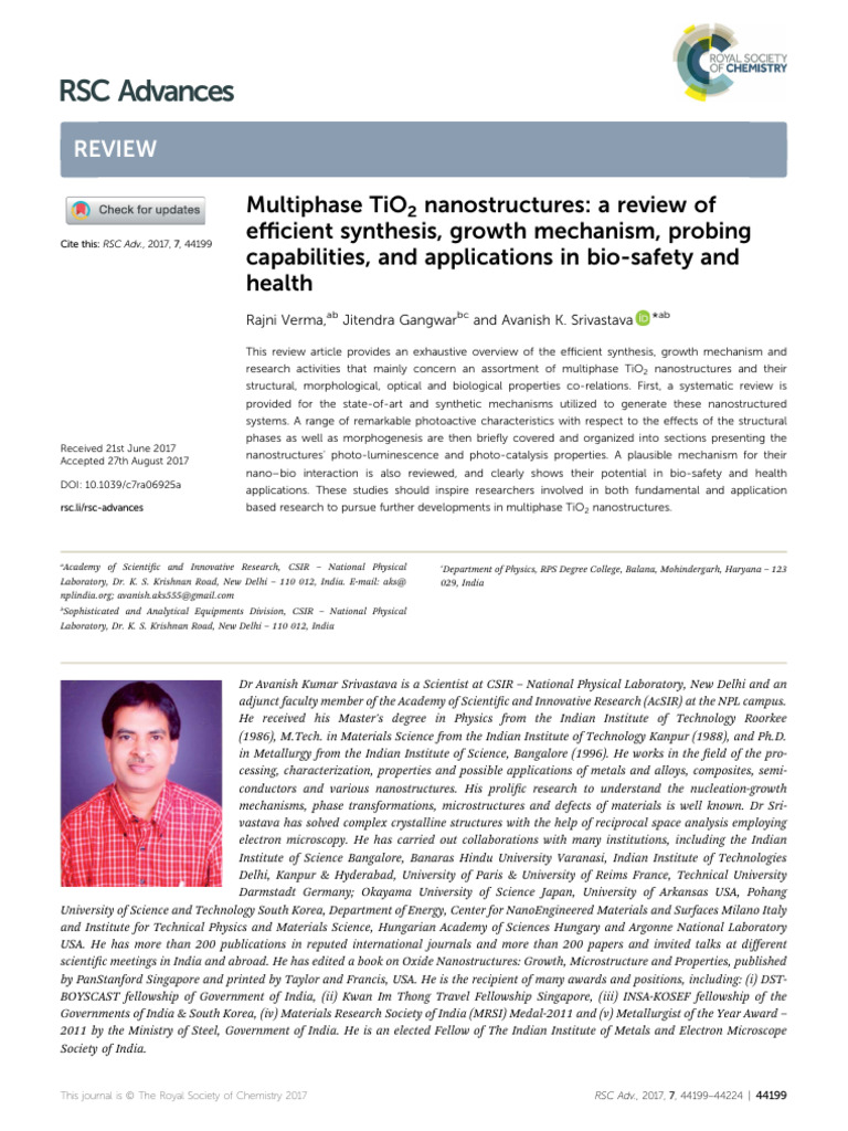 Multiphase TiO2 Nanostructures Review | PDF | Titanium Dioxide ...