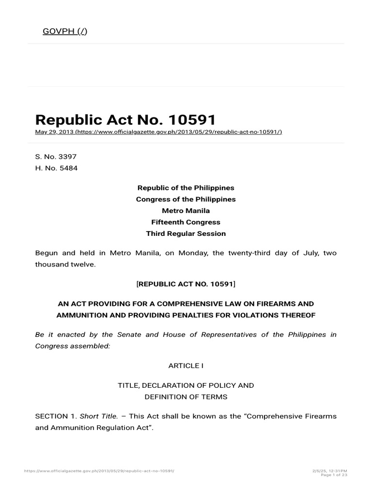 Comprehensive Firearms Regulation Act | PDF | Firearms | Ballistics