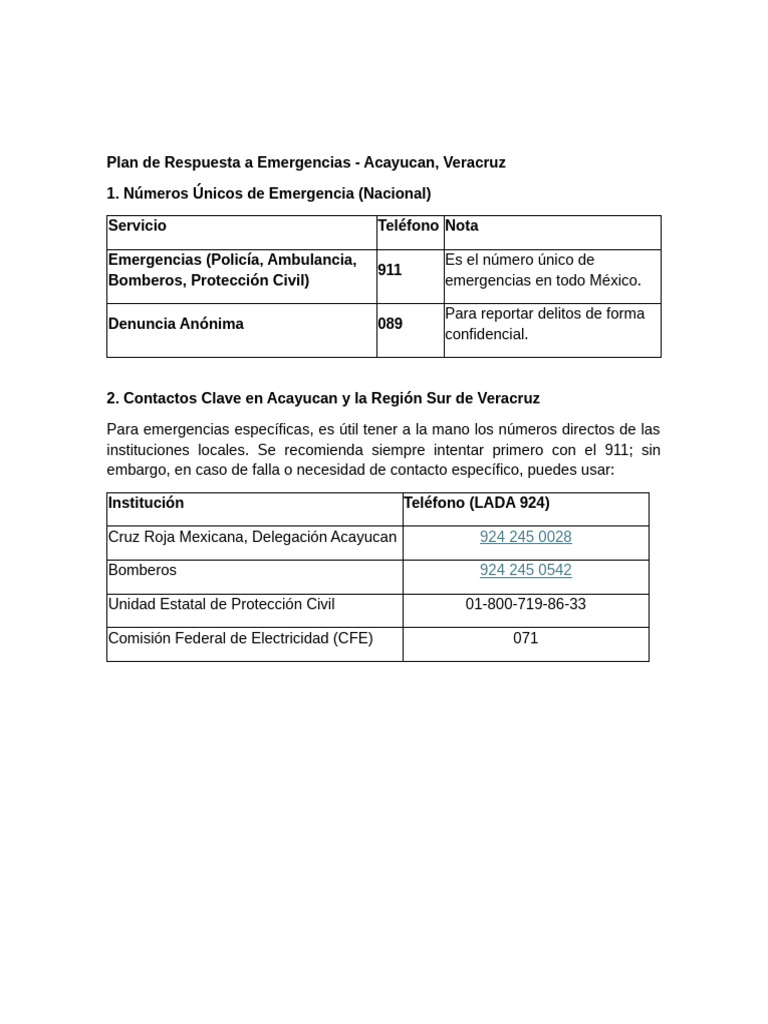 Plan de Respuesta A Emergencias | PDF | Ambulancia | Policía