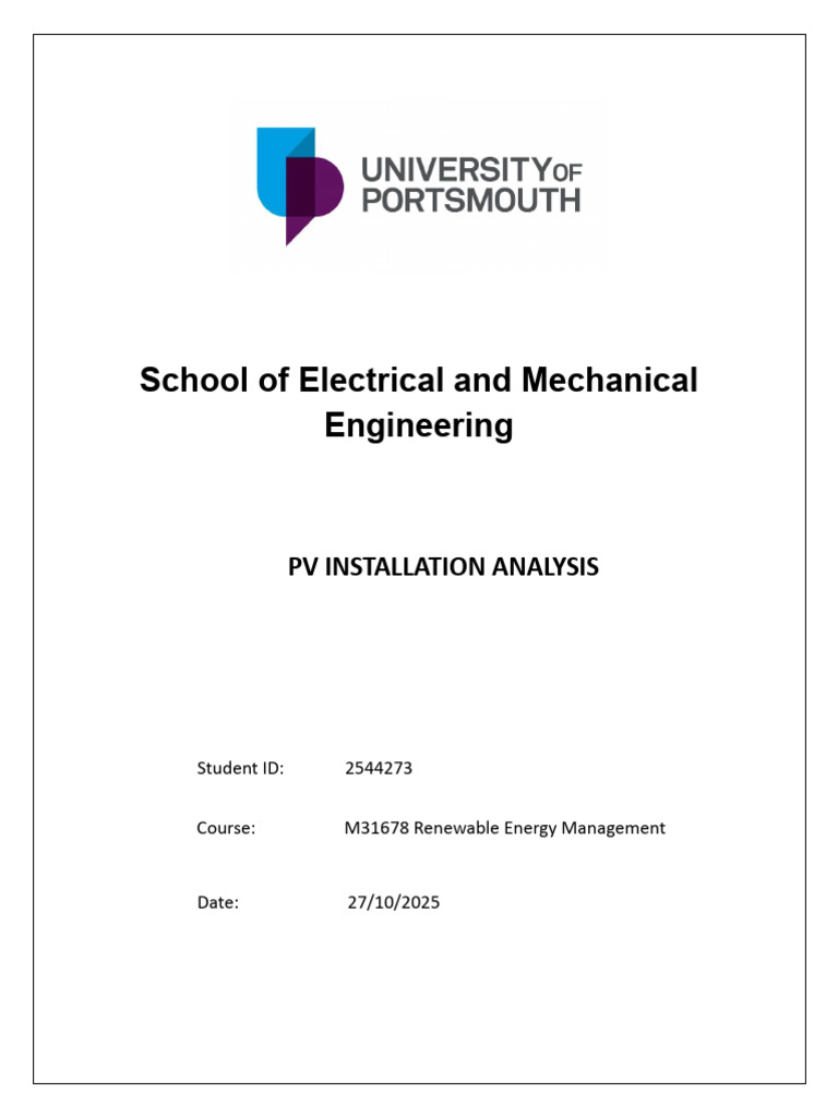 PV Installation Analysis - 2544273 | PDF | Photovoltaics | Photovoltaic ...