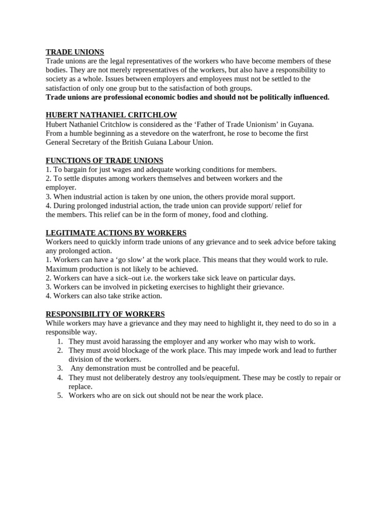 Understanding Trade Unions and Workers' Rights | PDF