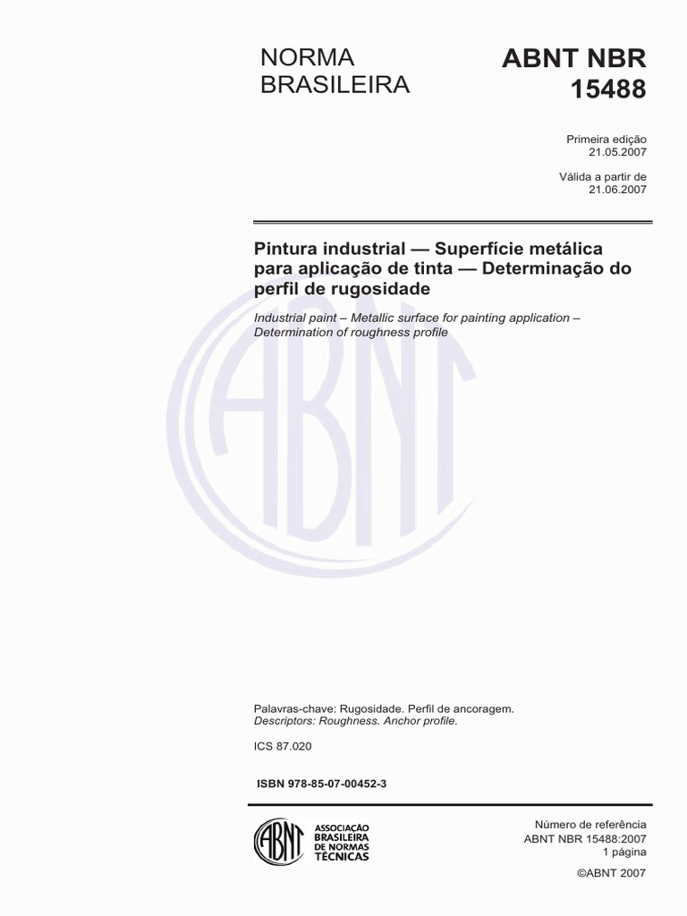 Norma ABNT NBR 15488: Rugosidade Metálica | PDF | Patente
