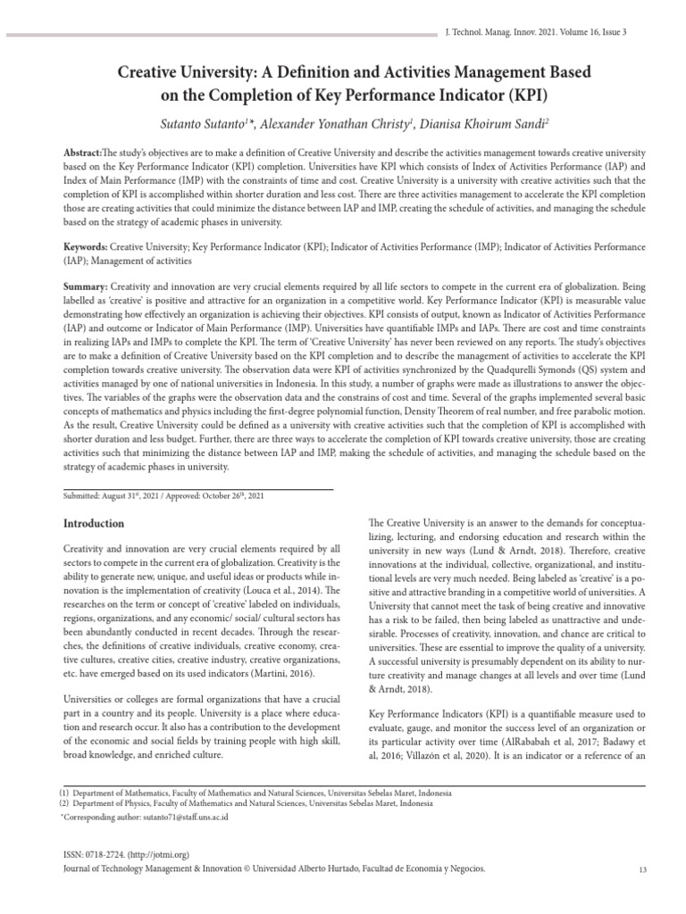 Defining Creative University Management | PDF | Performance Indicator ...