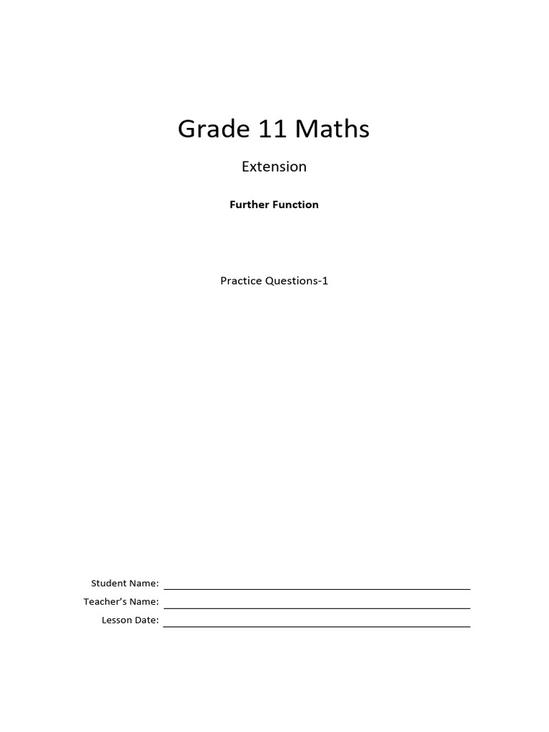 Grade 11 Maths Extension: Functions Practice | PDF | Function ...