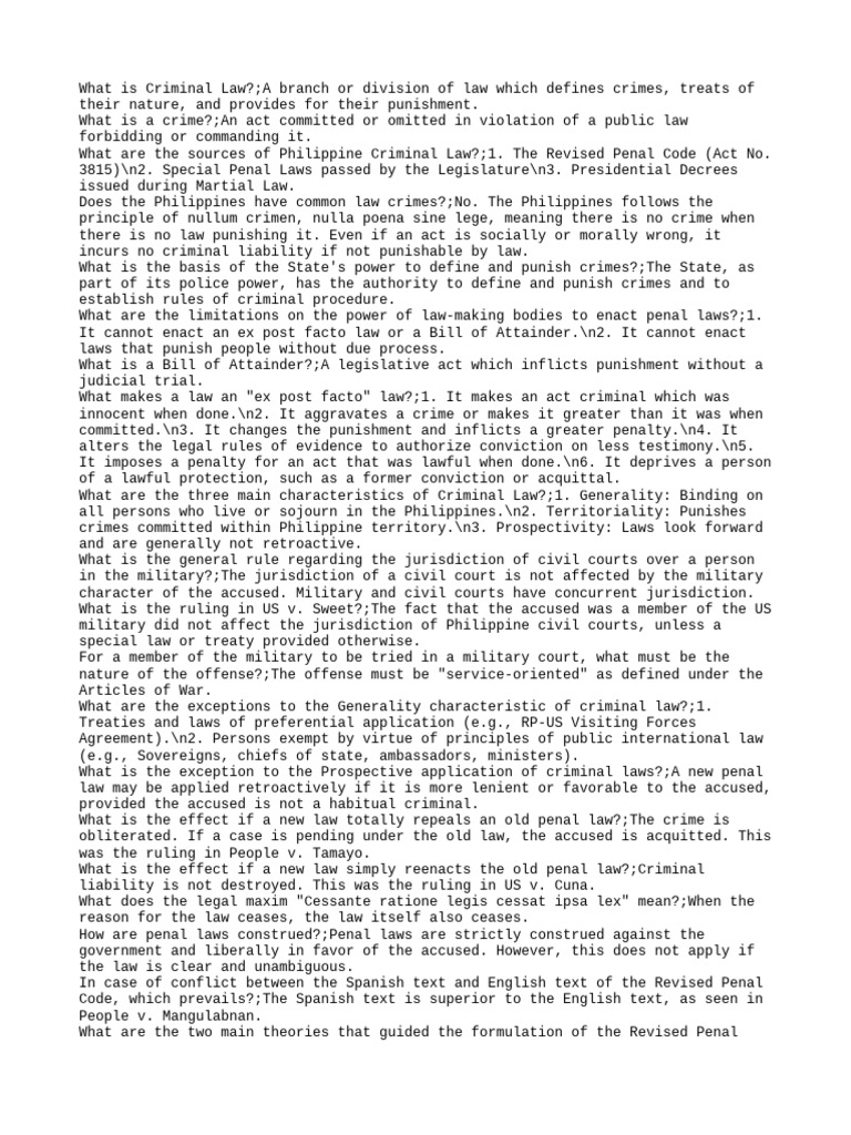Overview of Philippine Criminal Law | PDF | Aiding And Abetting | Crimes
