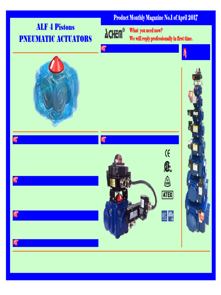 ALF 4 Piston Pneumatic Actuator | PDF | Actuator | Engine Technology