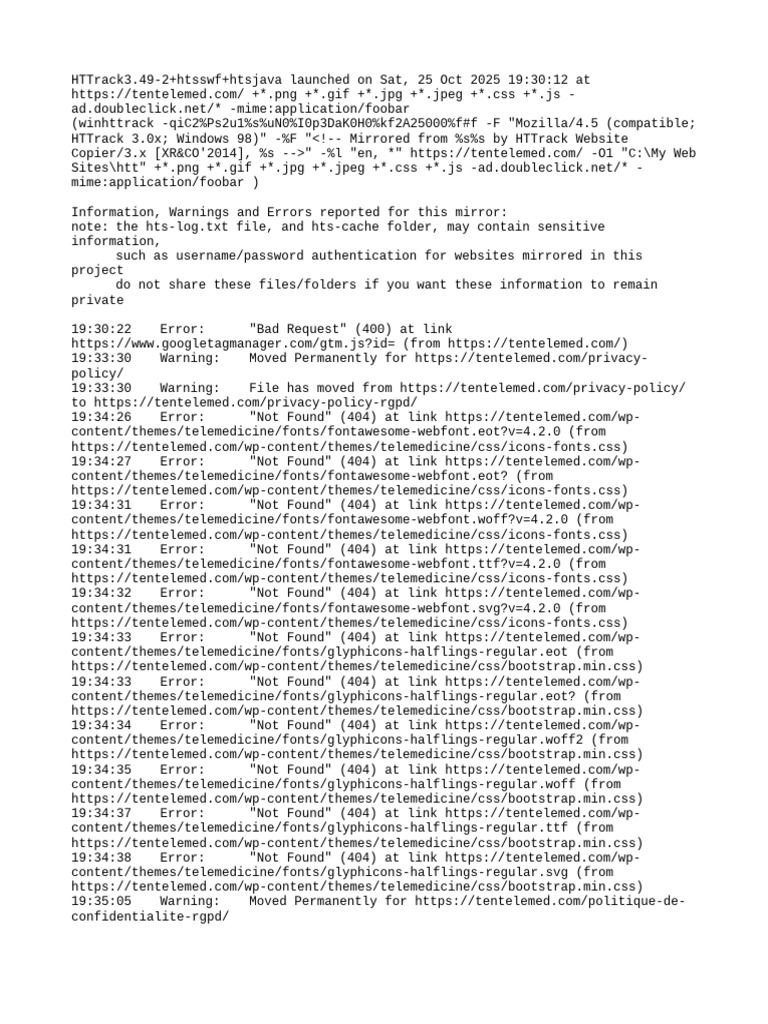 HTTrack Mirror Report for Tentelemed | PDF | Computer File Formats ...