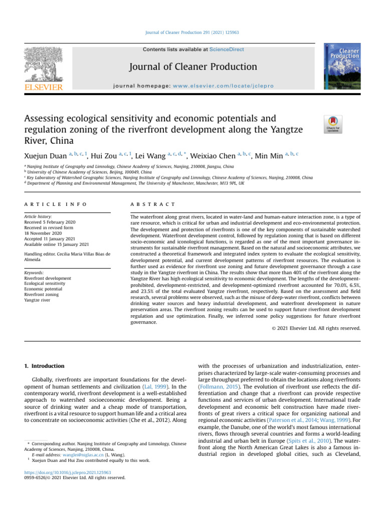Yangtze Riverfront Development Analysis | PDF | Ecology | Ecosystem