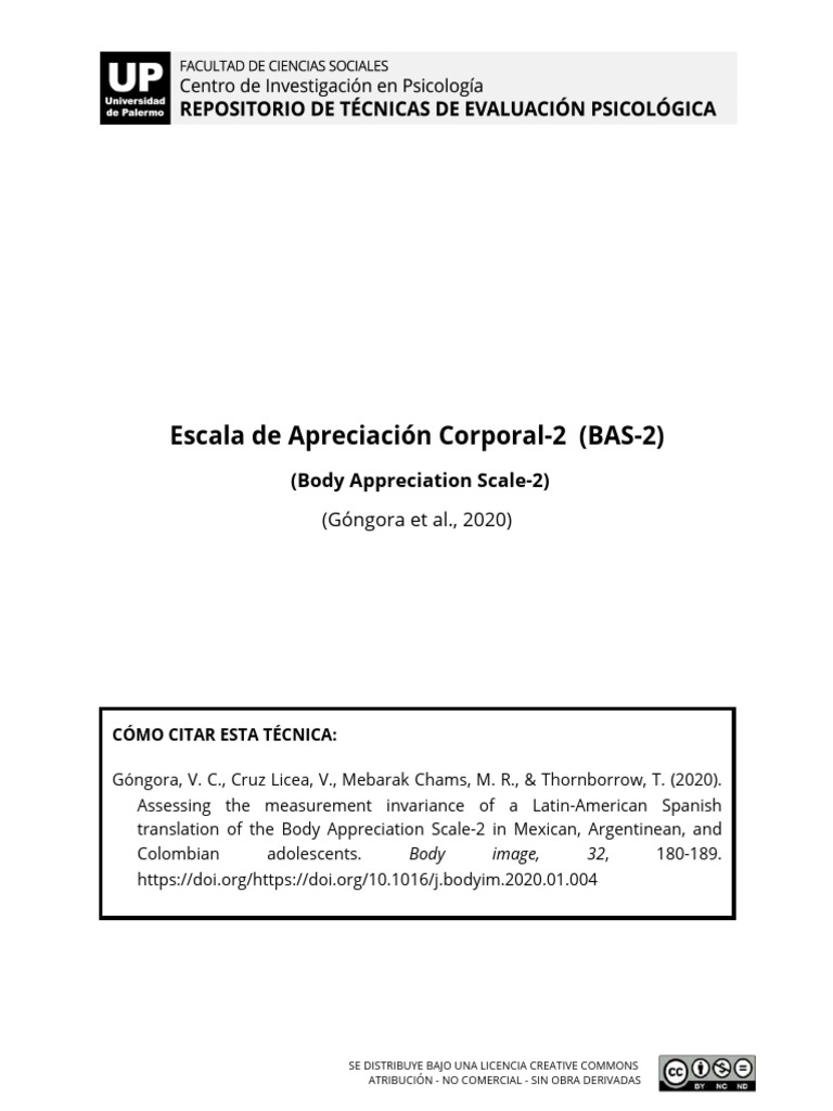Escala de Apreciación Corporal-2 (BAS-2) | PDF | Conceptos psicologicos ...