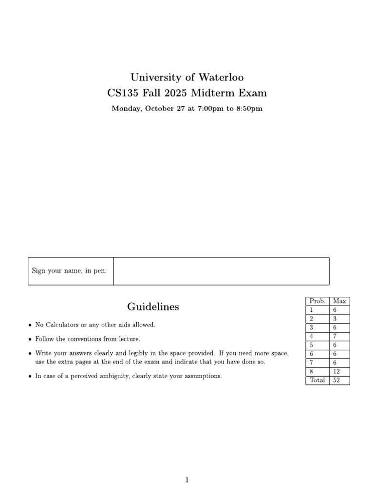Cs135 Midterm Instructions | PDF