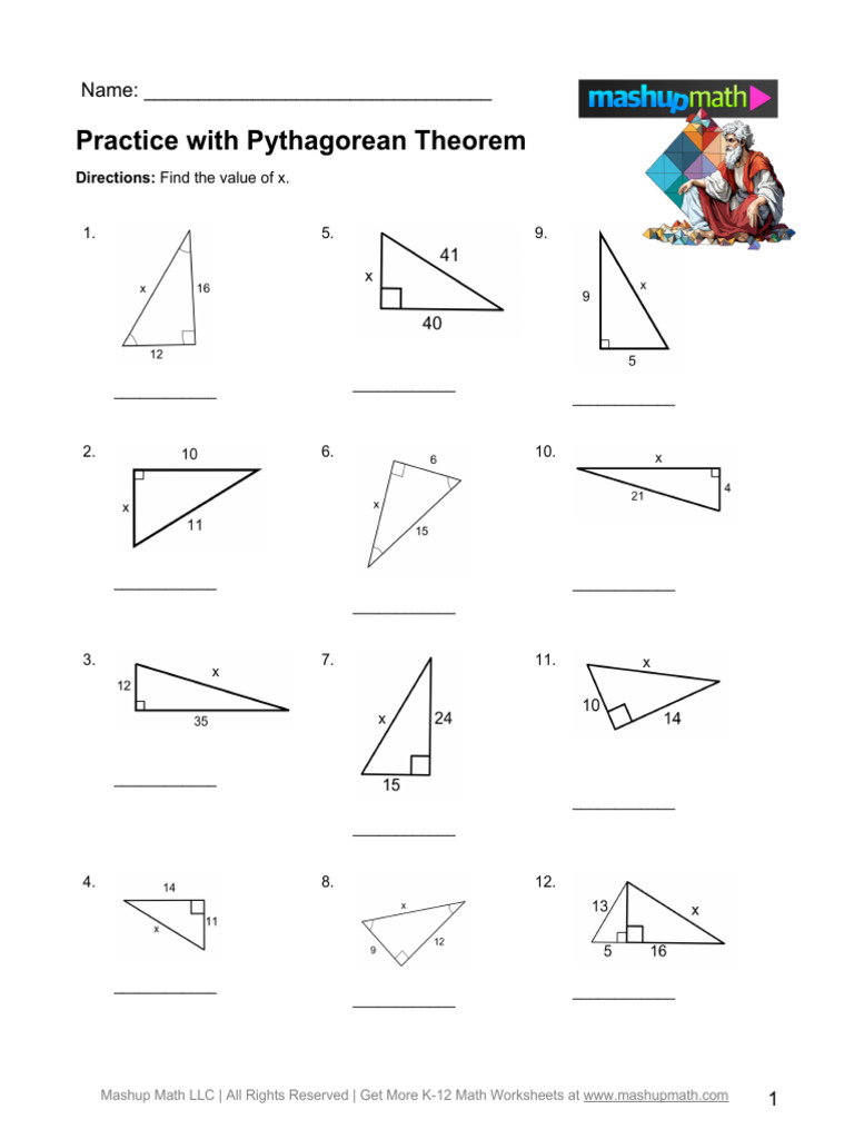 Practice With Pythagorean Theorem (A) | PDF
