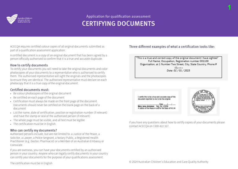 How to Certify Documents for ACECQA | PDF | Notary Public | Justice