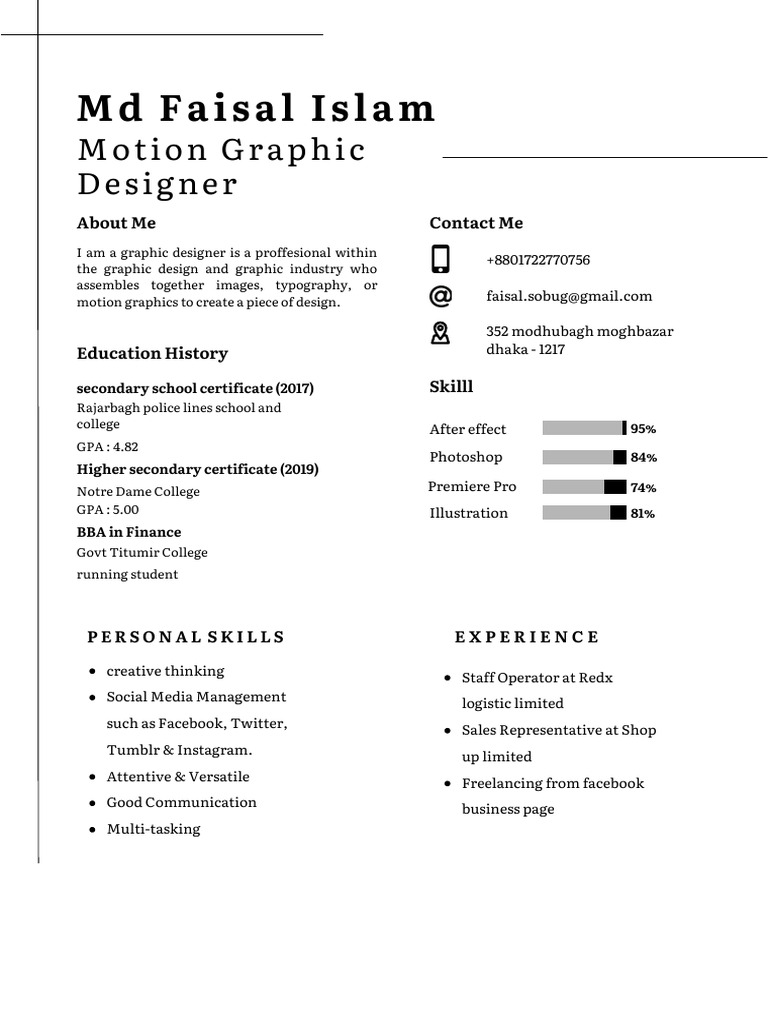 Motion Graphic Designer Profile | PDF | Design | Communication Design
