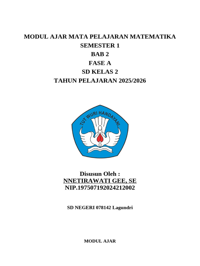 Modul Ajar Matematika Kelas 2 SD 2025 | PDF