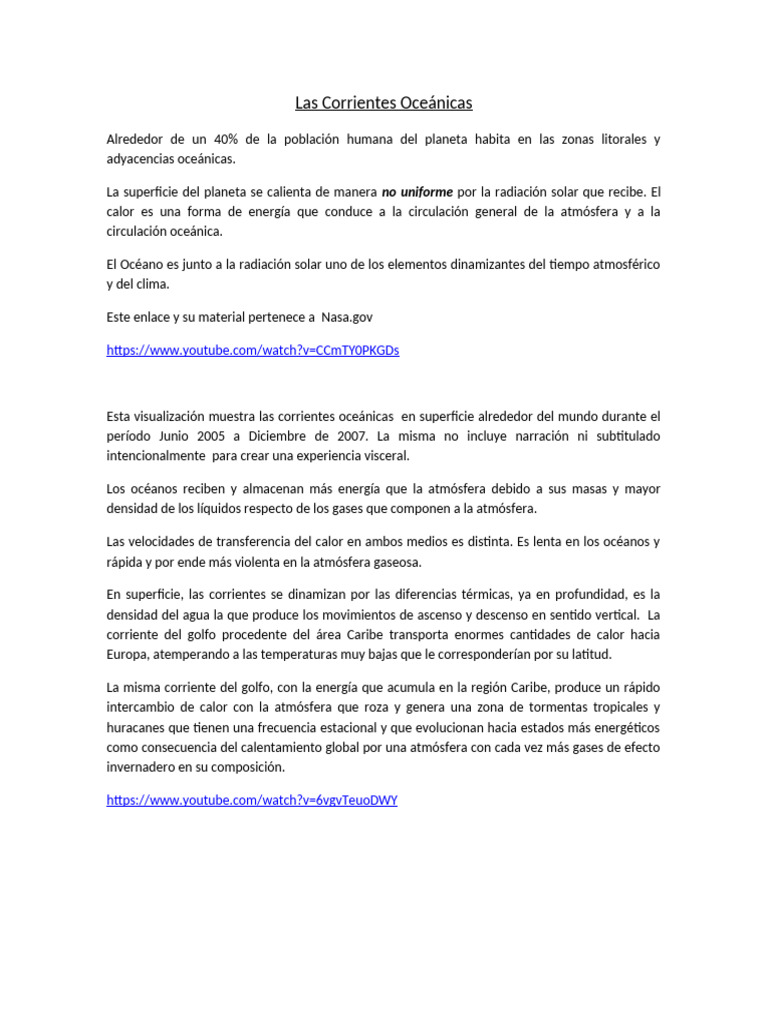 Las Corrientes Oceánicas | PDF