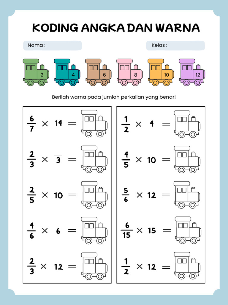 Koding Angka Dan Warna Lembar Kerja Warna Biru Gaya Minimalis | PDF