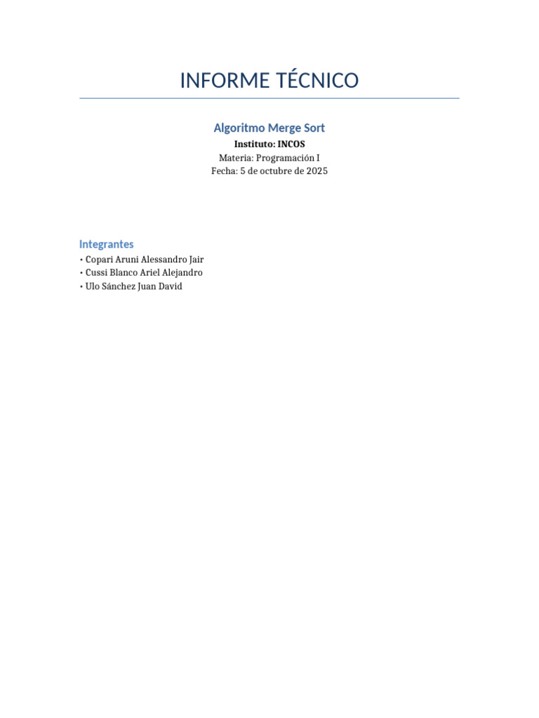 Algoritmo Merge Sort en Java | PDF | Algoritmos | Matemáticas Aplicadas