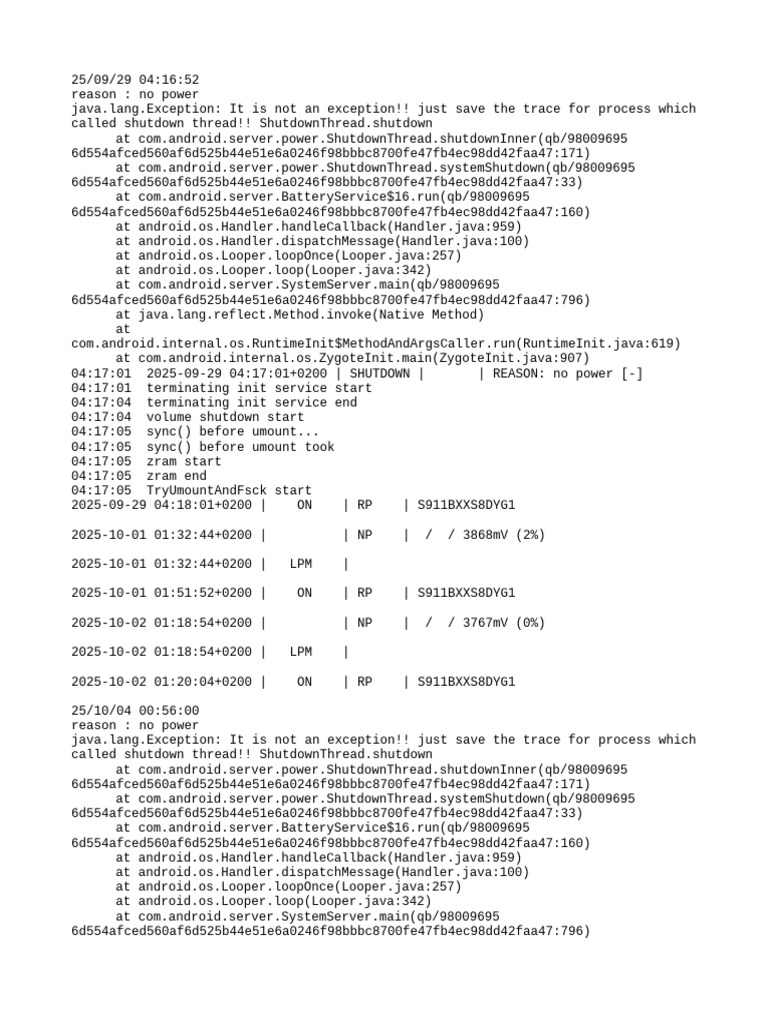 Android Shutdown Log Analysis | PDF | Computing | Software
