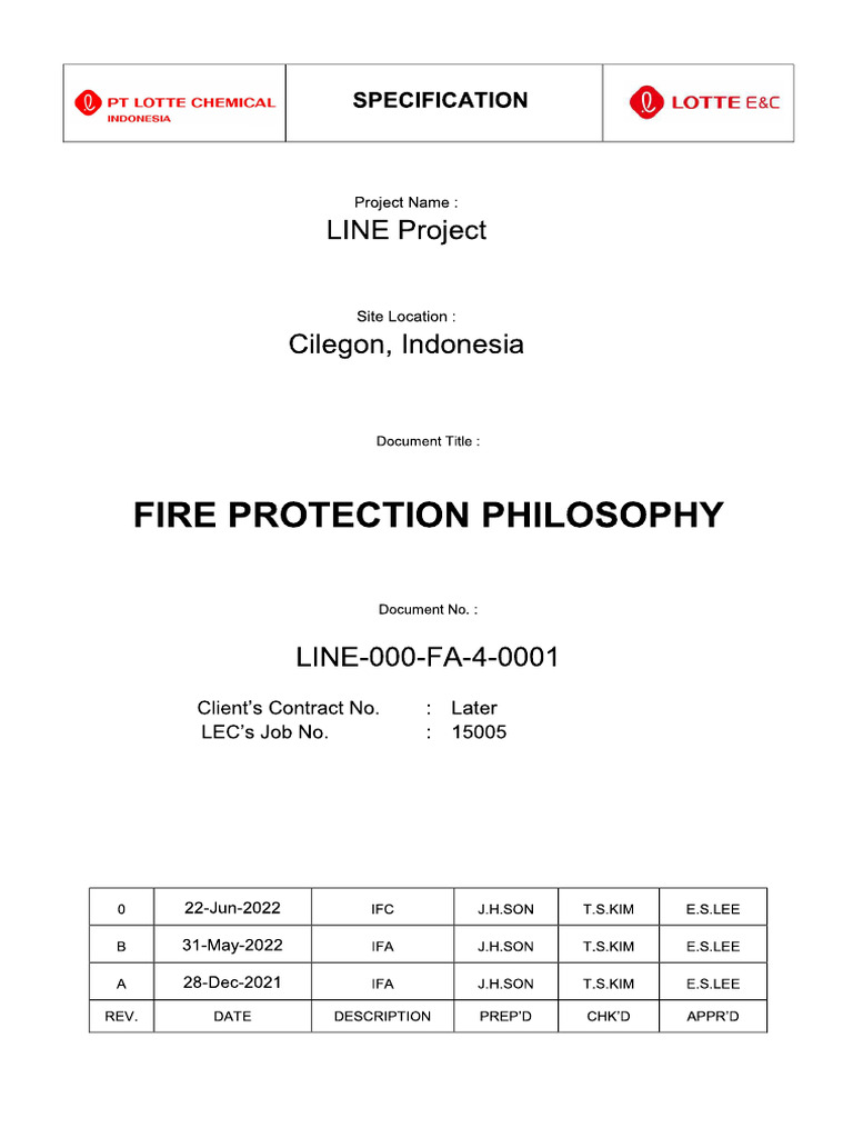 LINE 000 FA 4 0001 Fire Protection Philosophy Rev.0 | PDF