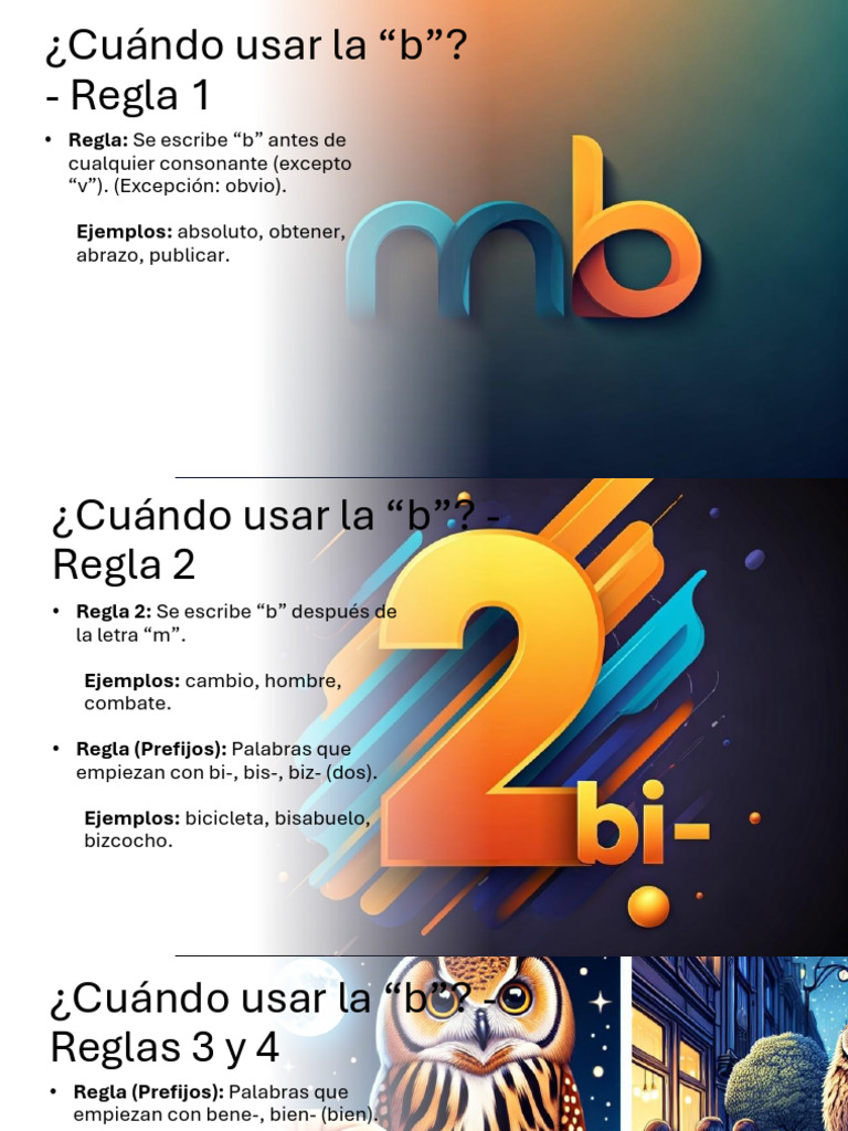 Reglas del uso de la b y v | PDF