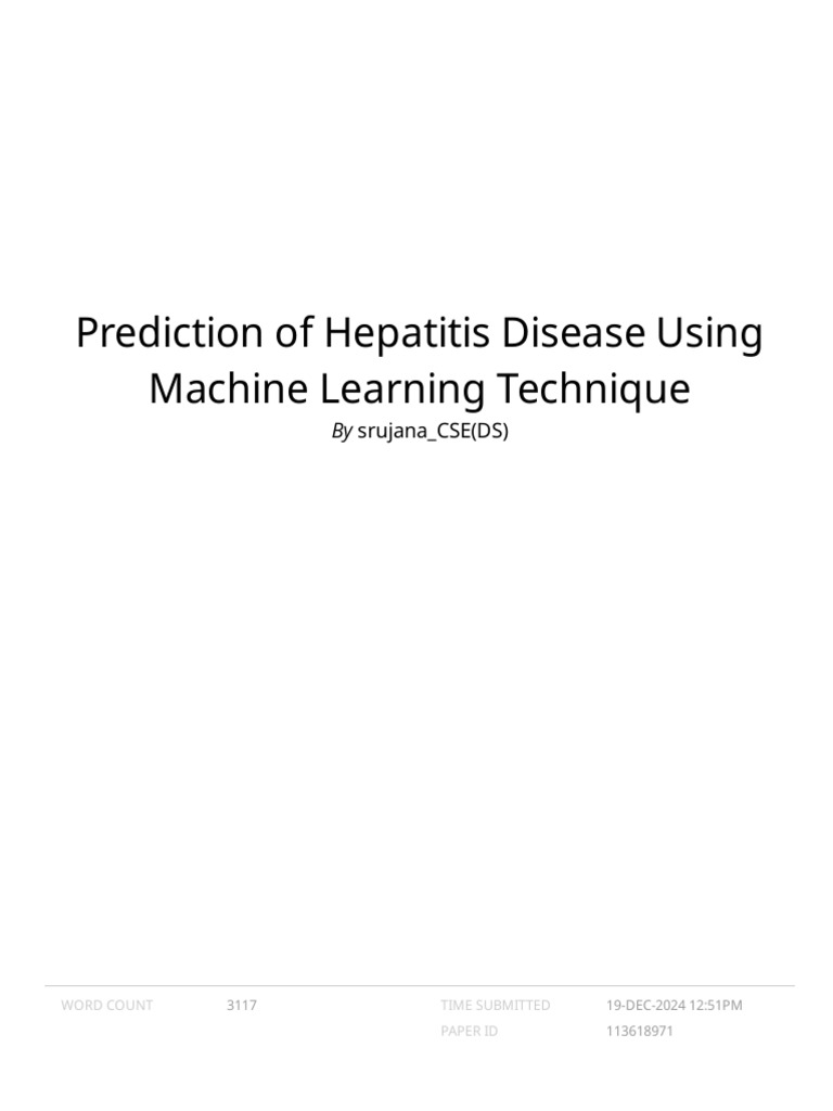 Prediction of Hepatitis Disease Using Machine Lear | PDF | Machine ...