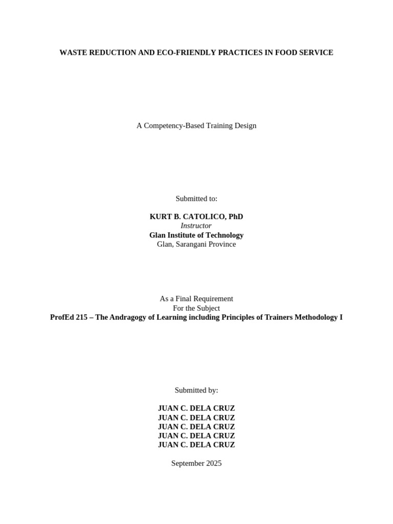 Training Design Title Page | PDF