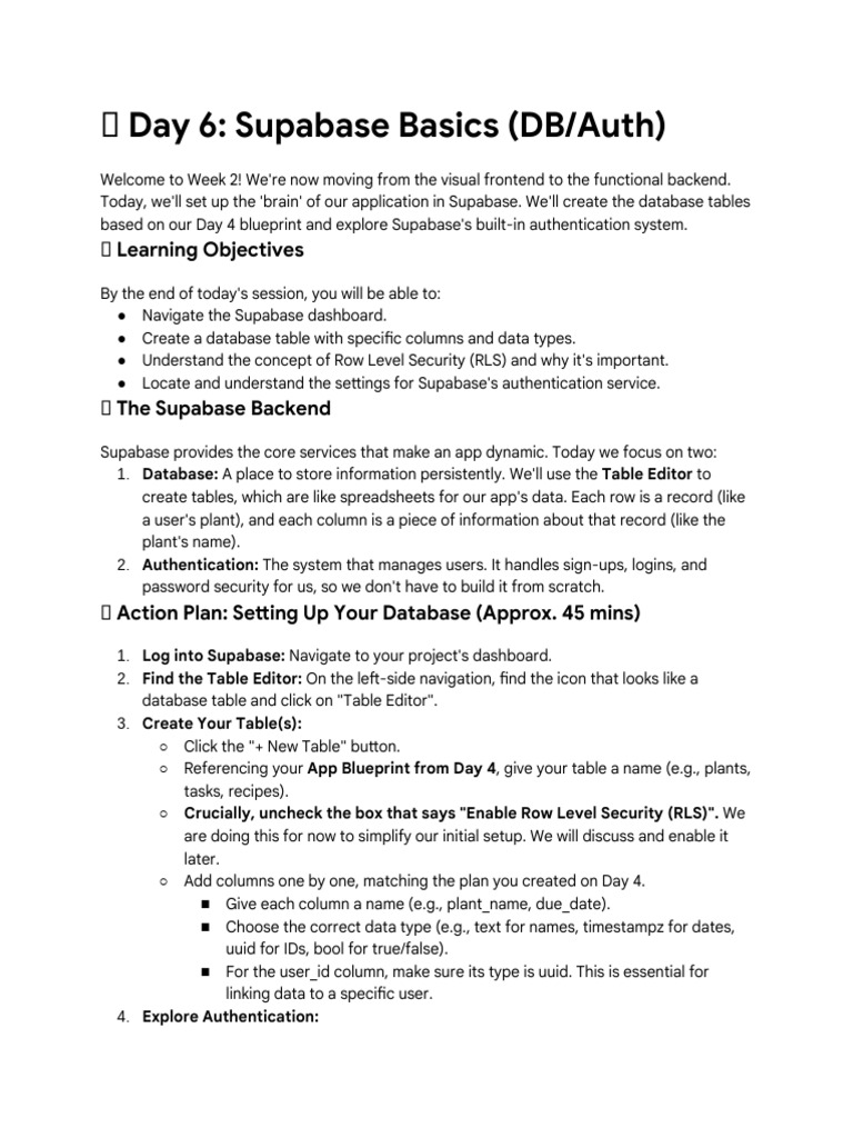 Supabase Table Editor Setup Guide | PDF | Databases | Data Management