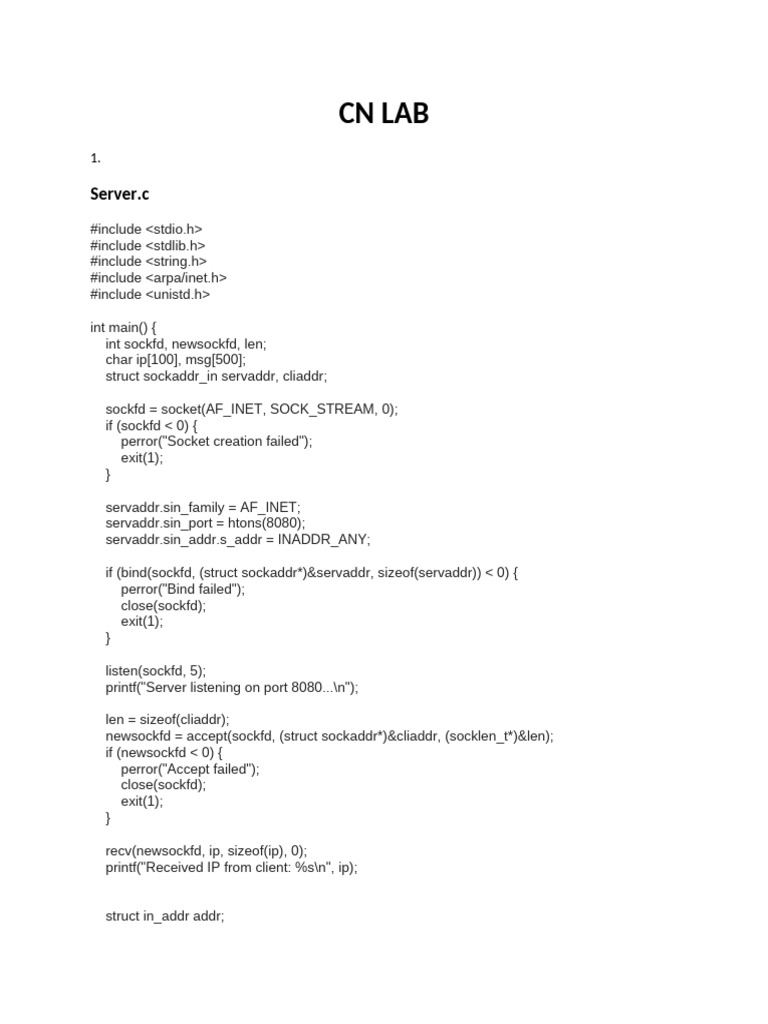 CN Lab | PDF | Computer Programming | Software Engineering