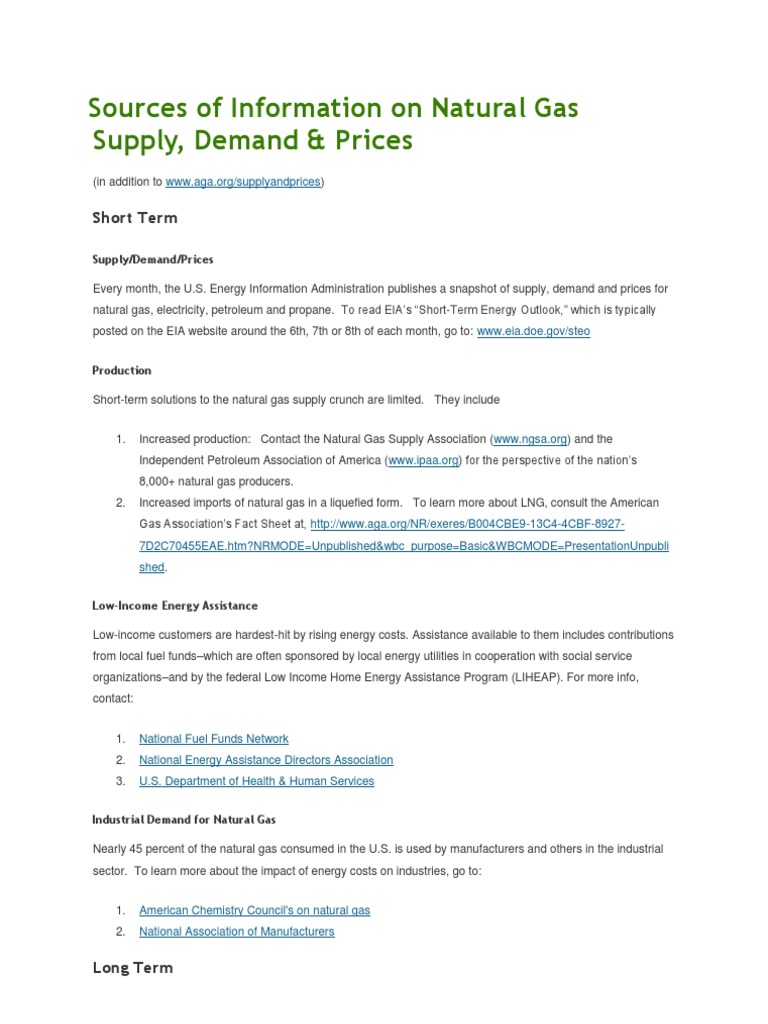 Natural Gas Supply and Demand Insights | PDF | Natural Gas | Petroleum