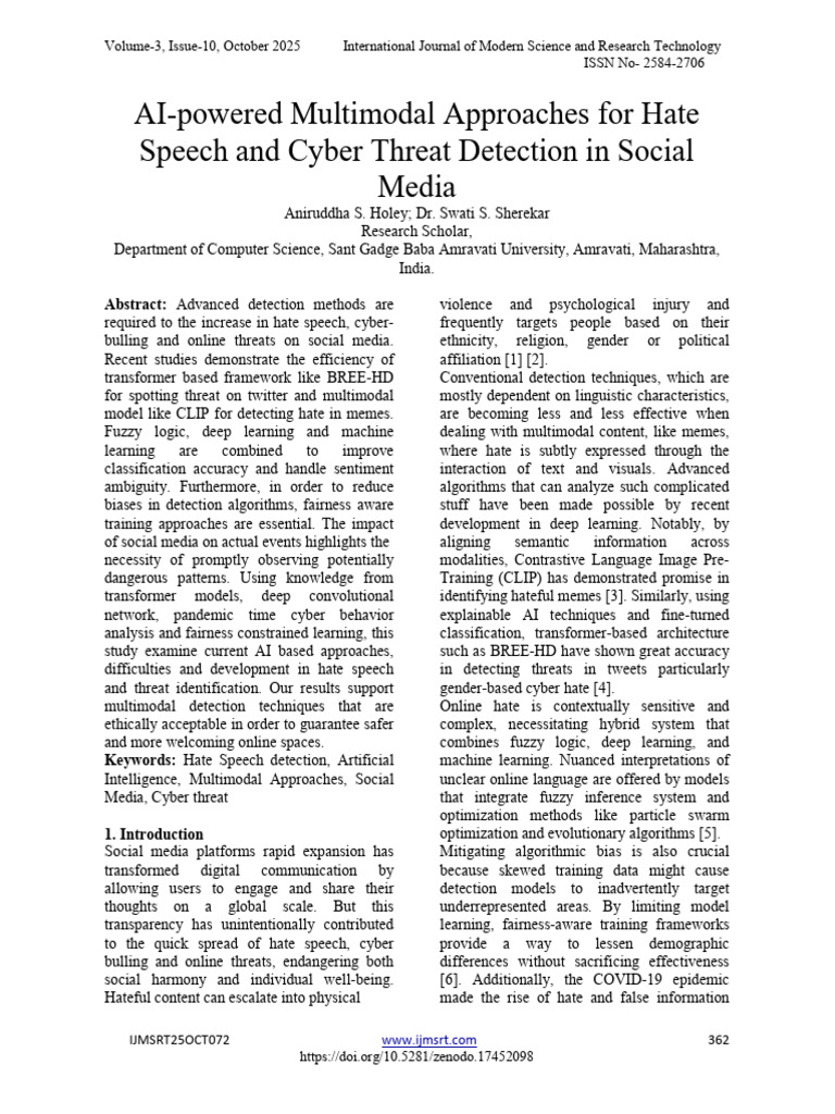 AI Multimodal Detection of Hate Speech | PDF | Artificial Intelligence ...