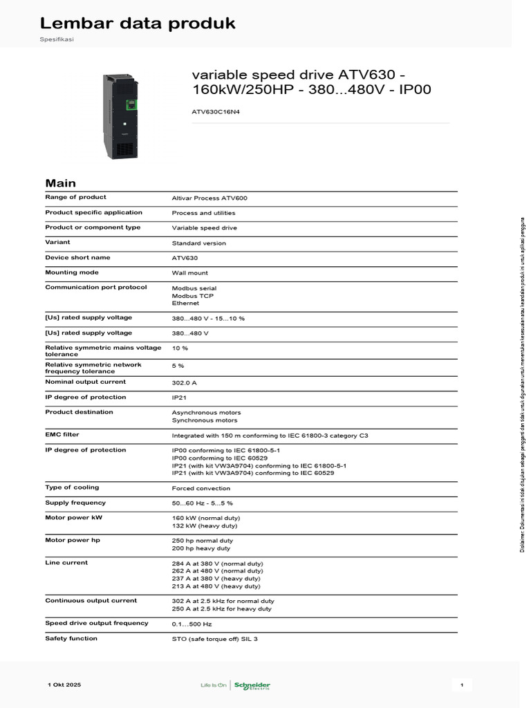 ATV630 Variable Speed Drive Specs | PDF | Electric Motor | Mains ...