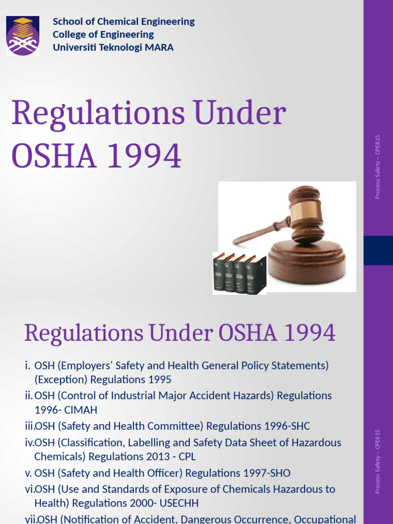 OSHA 1994 Process Safety Regulations | PDF | Occupational Safety And ...