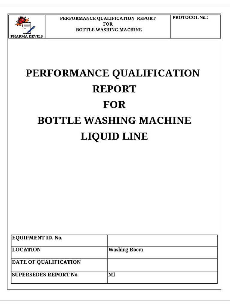 PQ Report For Bottle Washing Machine - 1 | PDF
