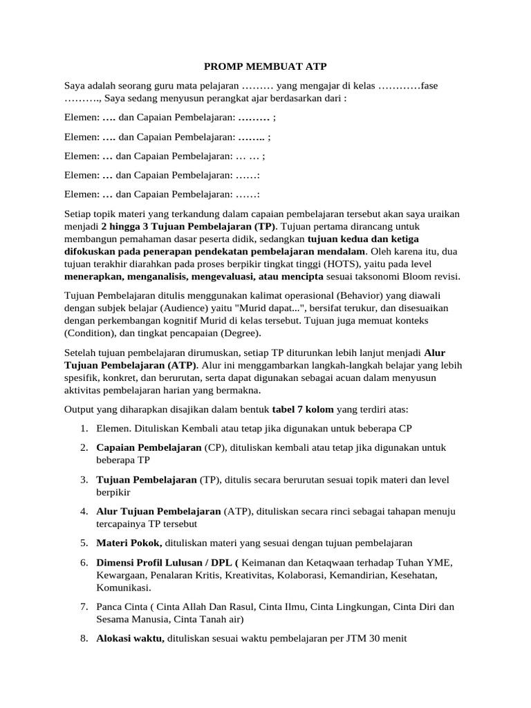 Promp Atp Terbaru Gs | PDF