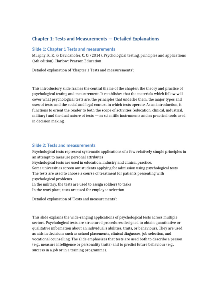 Chapter 1 Tests And Measurements Detailed Pdf Self Report Study