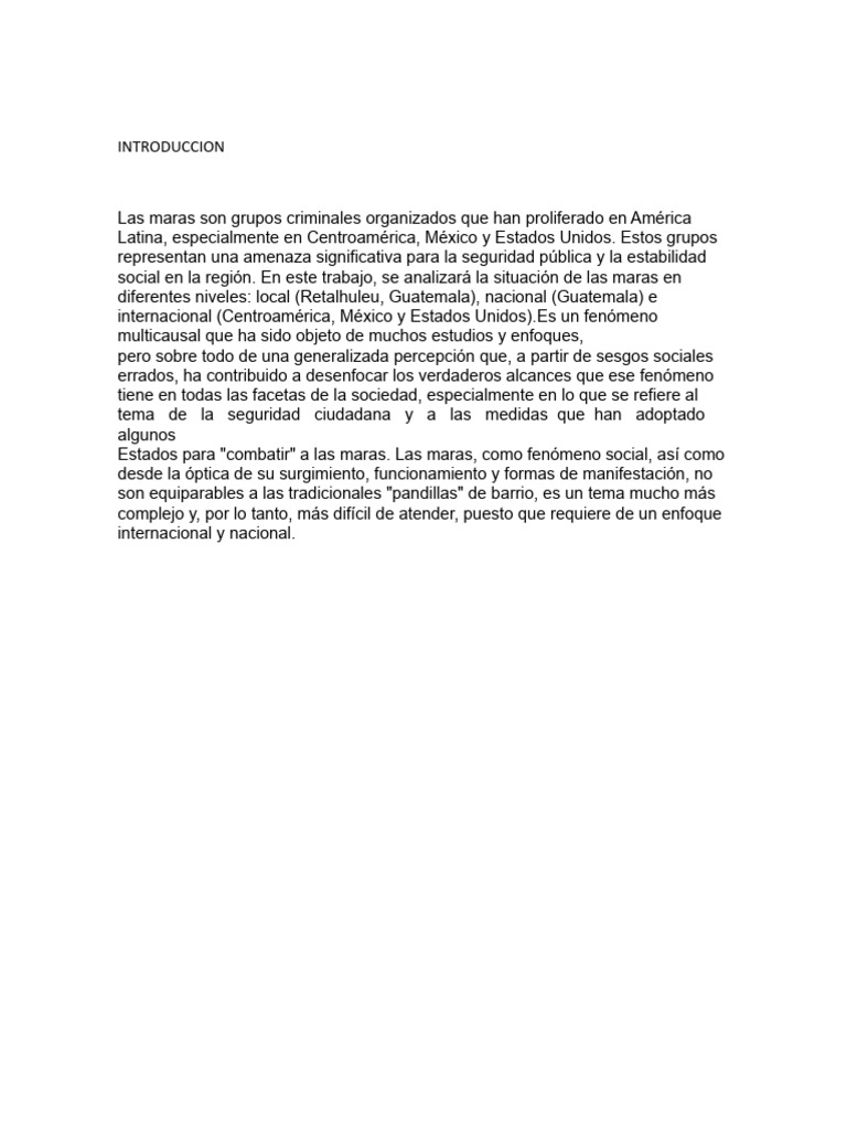 Análisis de las Maras en Guatemala y su Impacto | PDF | Pandilla ...