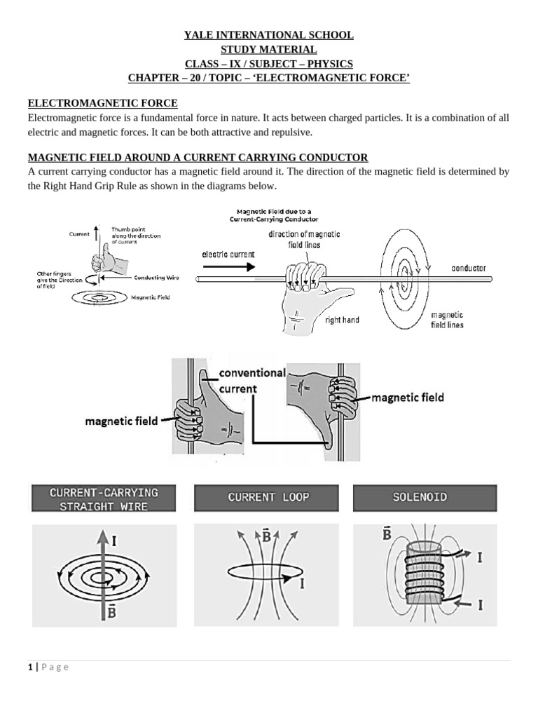 Chapter 20 Study Material | PDF | Magnetic Field | Force