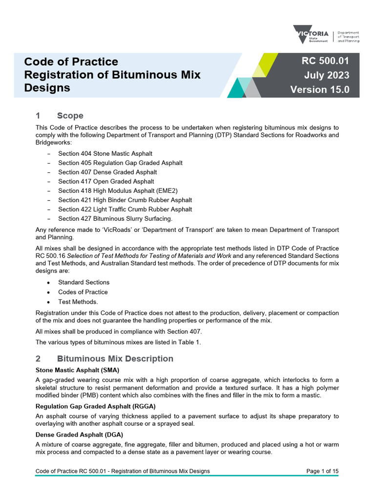Bituminous Mix Design Registration Guide | PDF | Road Surface ...