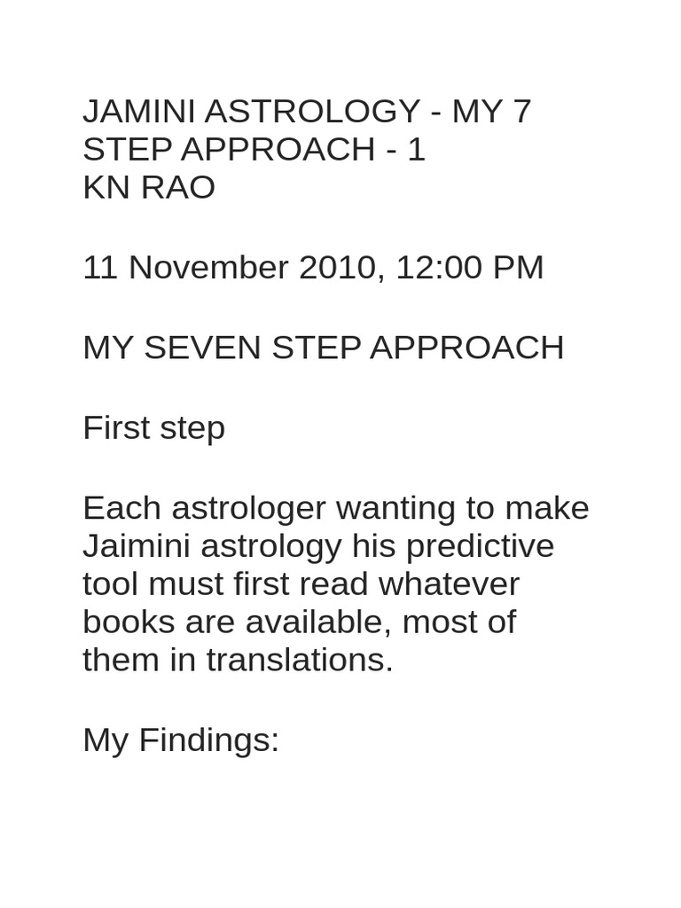 Jaimini Astrology: 7-Step Methodology | PDF | Hindu Astrology ...