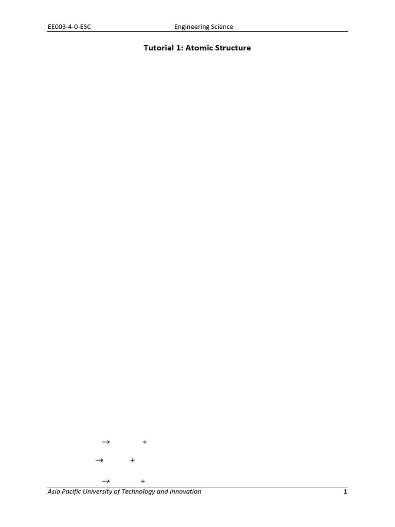 Tutorial 1 - Atomic Structure | PDF
