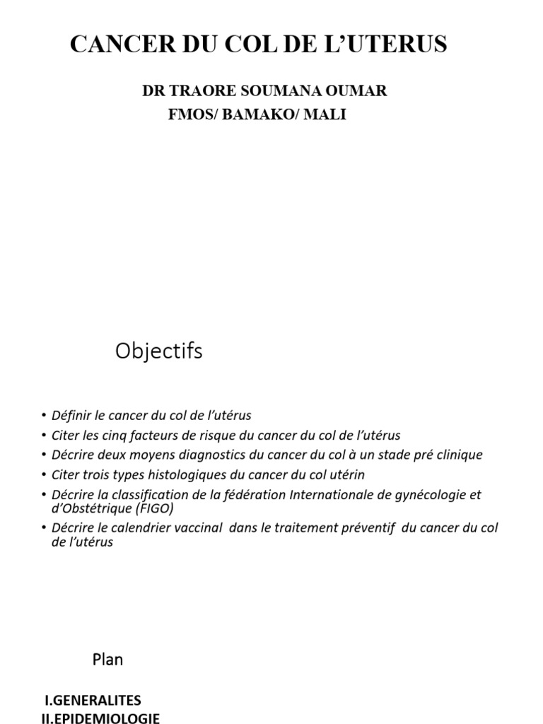 Cancer du col de l'utérus : diagnostic et prévention | PDF | Cancer du ...