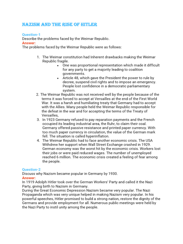 Weimar Republic's Struggles and Nazi Rise | PDF | Weimar Republic | Nazism