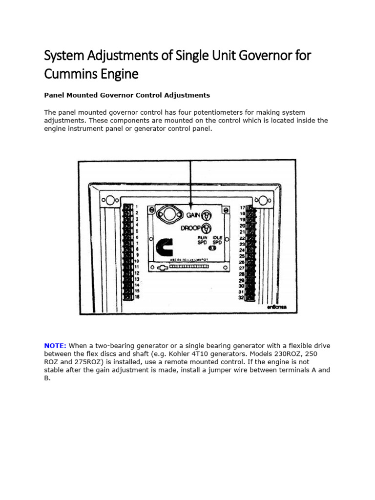 System Adjustments of Single Unit Governor For Cummins Engine | PDF ...