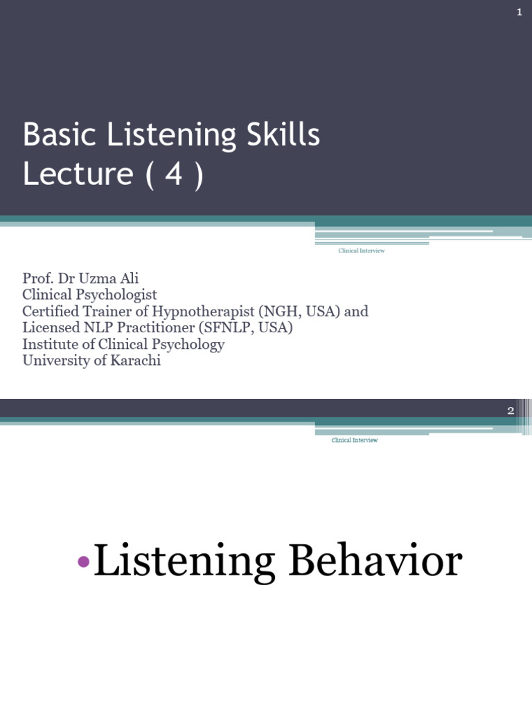 Lecture 4 Listening Skills PPTS | PDF | Neuro Linguistic Programming ...