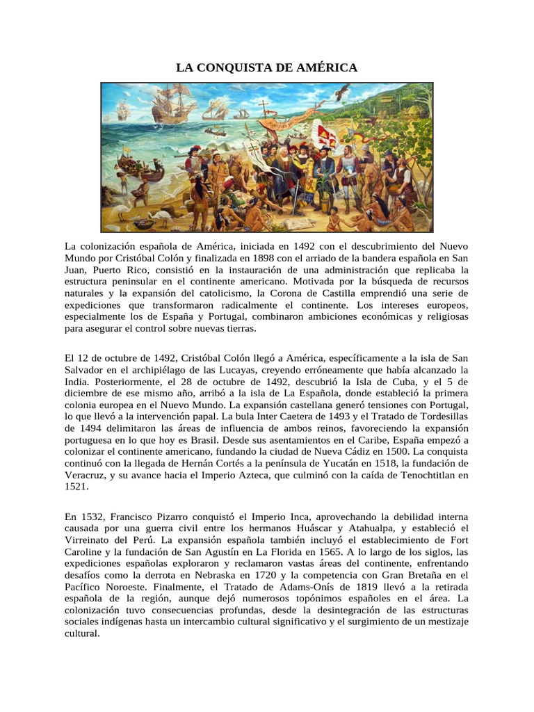 La Conquista Española de América | PDF | Colonización española de las ...