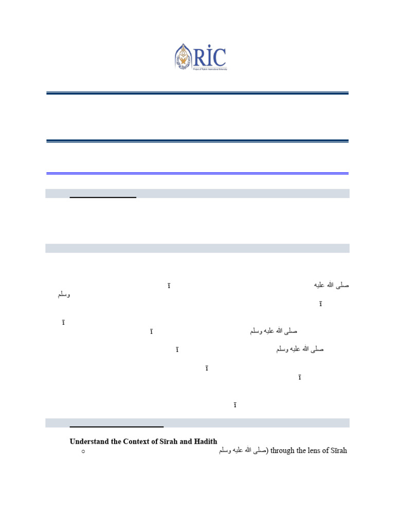 Hadith and Seerah Course Overview | PDF | Hadith | Muhammad
