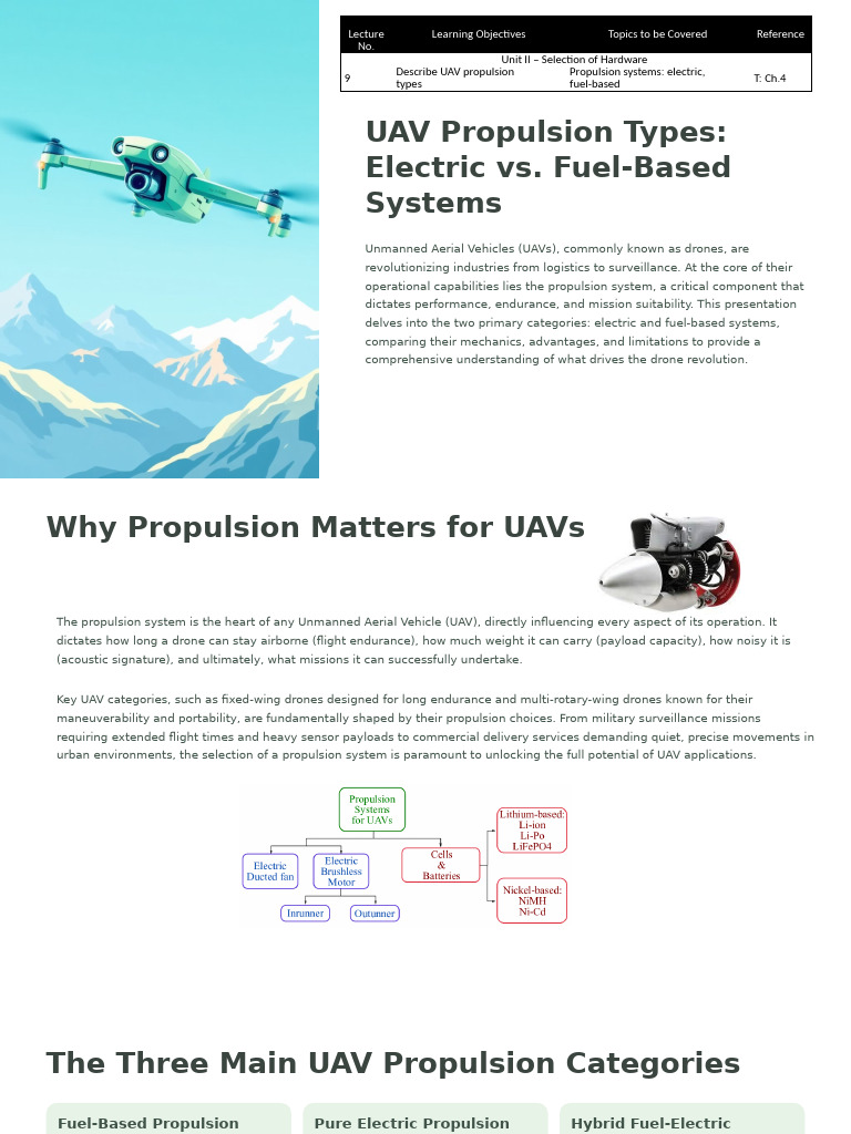 UAV Propulsion: Electric vs. Fuel Systems | PDF | Unmanned Aerial ...