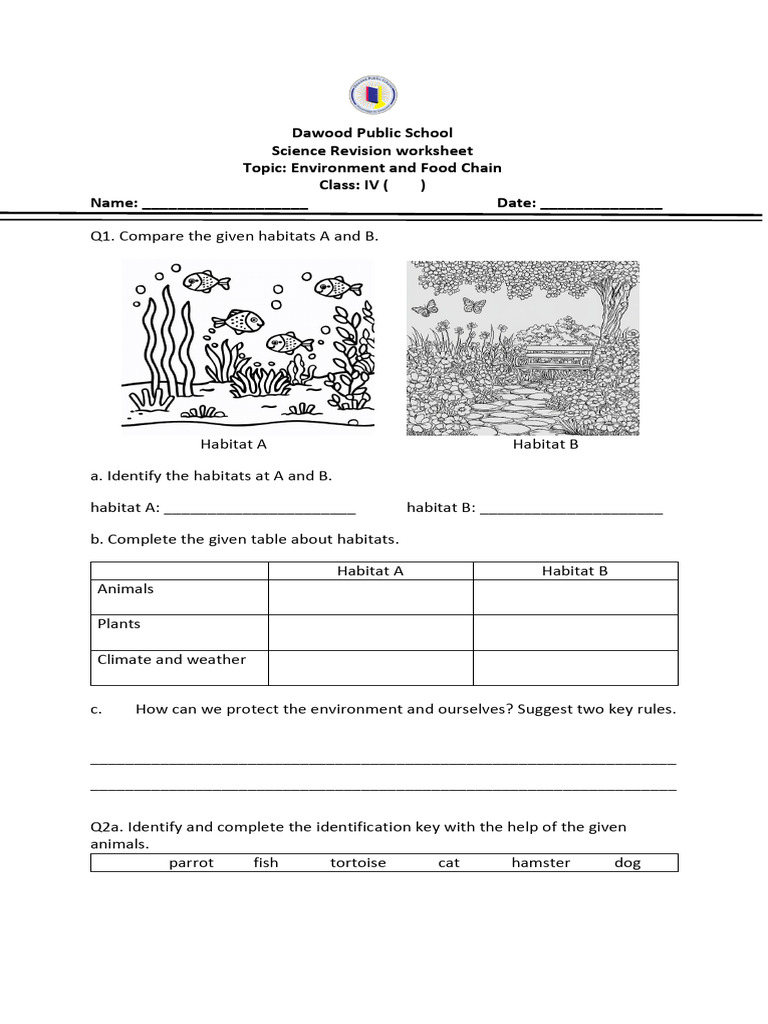 Science Revision Worksheet for Class IV | PDF | Foods | Predation